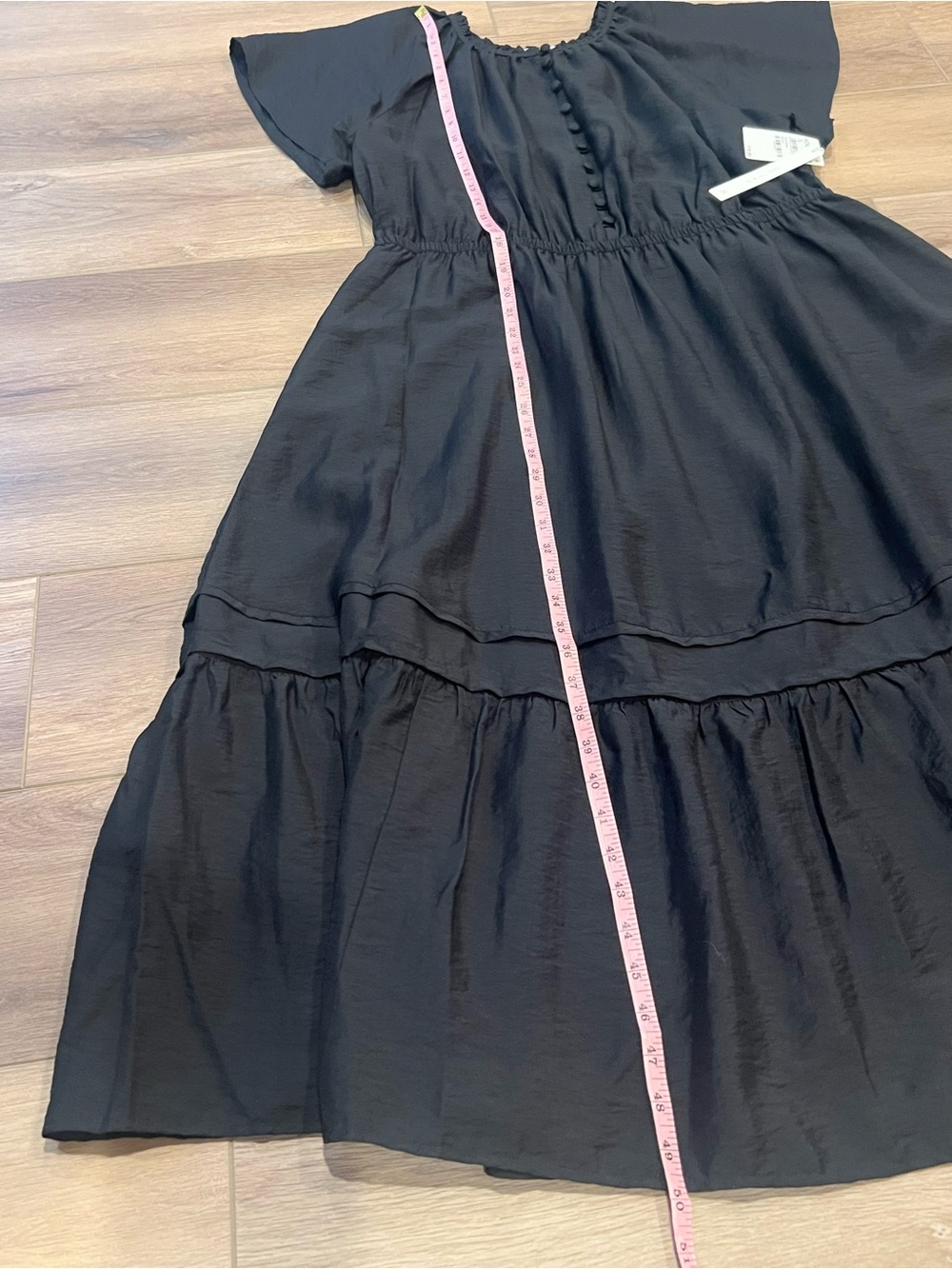 New Caslon Nordstrom Black Wide Sleeve Button Front Long Midi Dress XL - Picture 9 of 14
